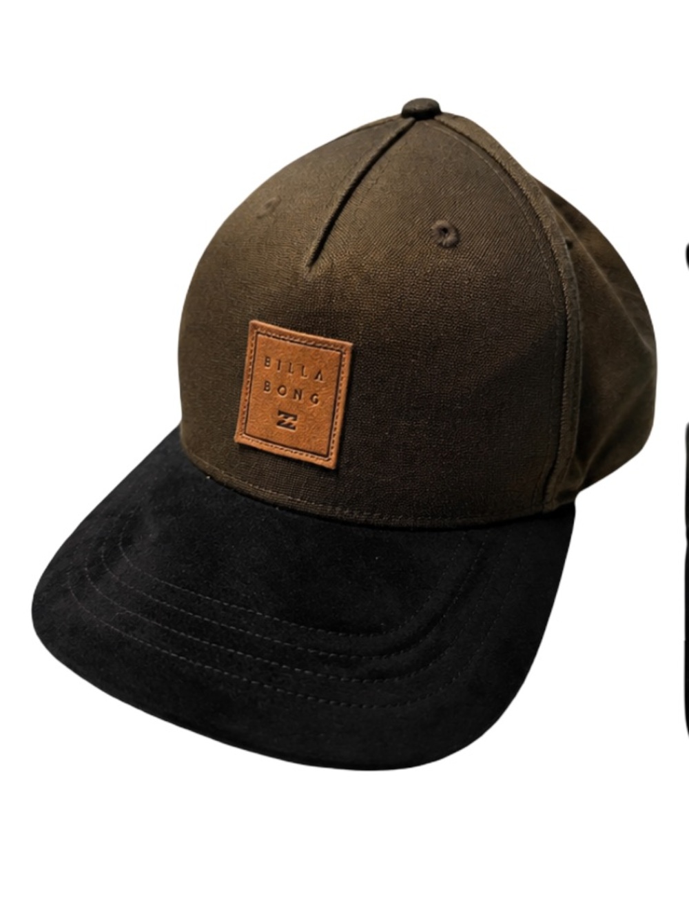 Billabong Snapback Hat Brown & Black Suede Bill Adjustable Cap Surf Skate